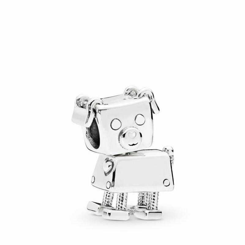 Pandora Bobby Bot Charm - Sterling Silver/Enamel/White - Canada | VB5556KB